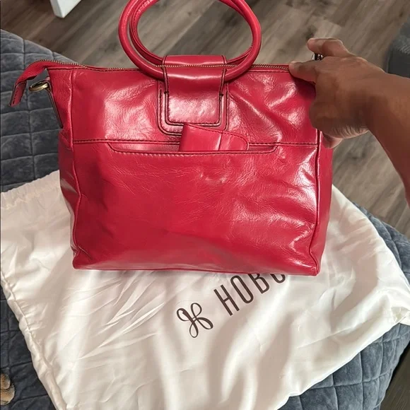 HOBO Red Leather Hobo Bag Vibrant and Sophisticated - Picture 2 of 10